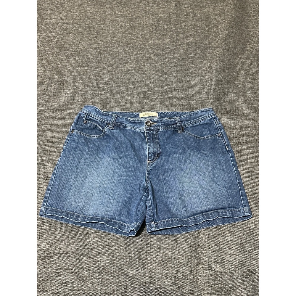 Natural Reflections Women's 12 Denim Shorts Blue Cotton Mid Rise Casual